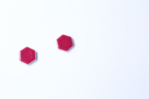 Hexagon Stud Earrings Tsutsuji (L) 048